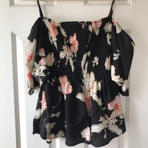 Spaghetti Strap w/ off the shoulder sleeve blouse